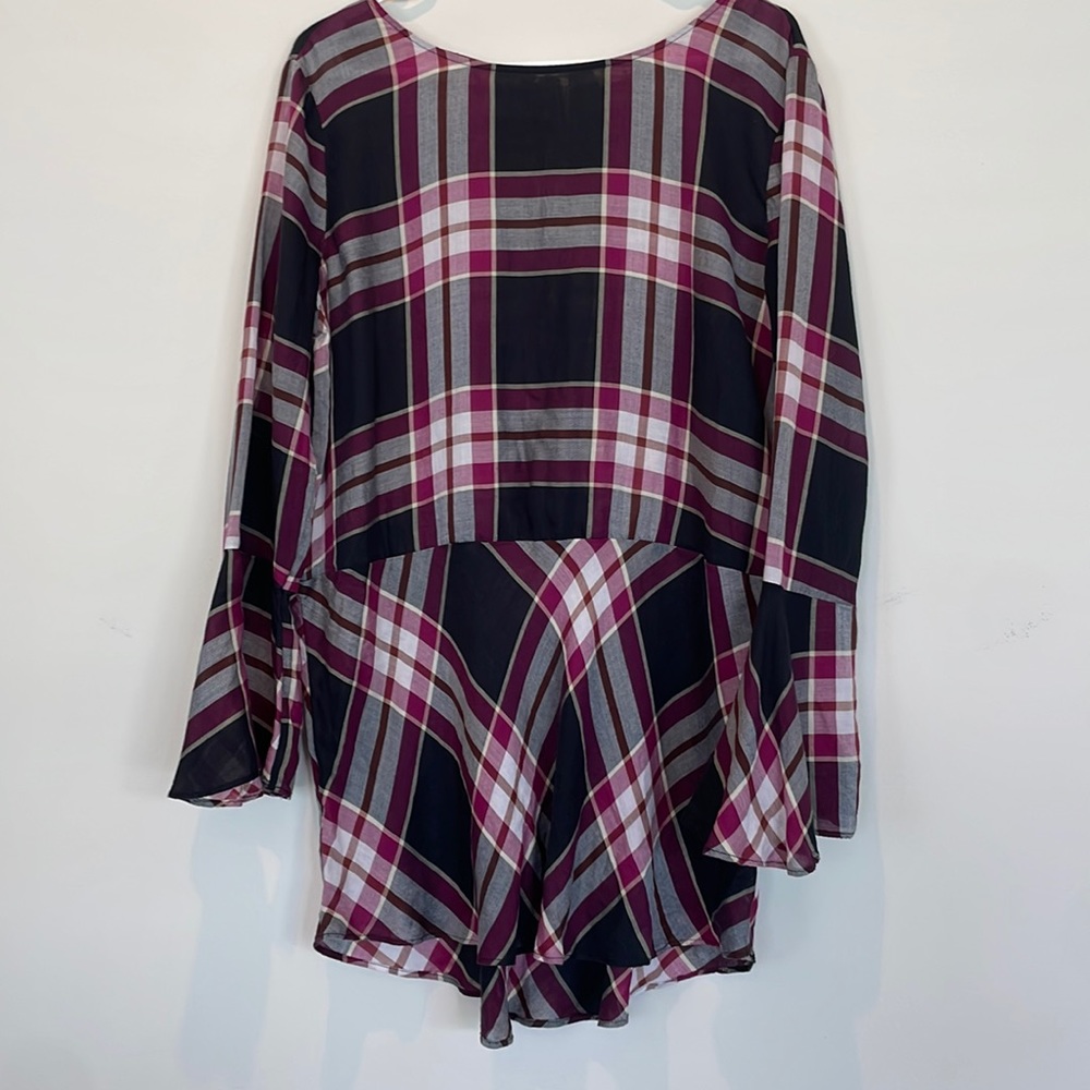 Ann Taylor Loft Plaid Tartan Tunic Blouse